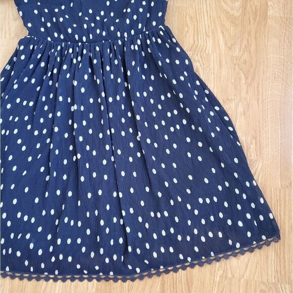 1901 Nordstrom Polka Dot Crinkle Chiffon Fit Flare Dress size Medium Petite - Picture 7 of 14